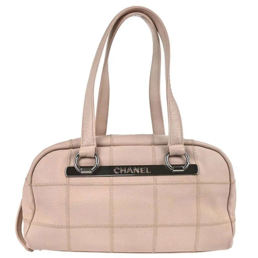 Chanel Square Stitch Bowler Quilted Calfskin Pink Leather Shoulder Bag Bag